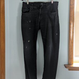 Hudson Blake Slim Straight Jeans, Blue Grunge Paint Stained, 33 W 28 L